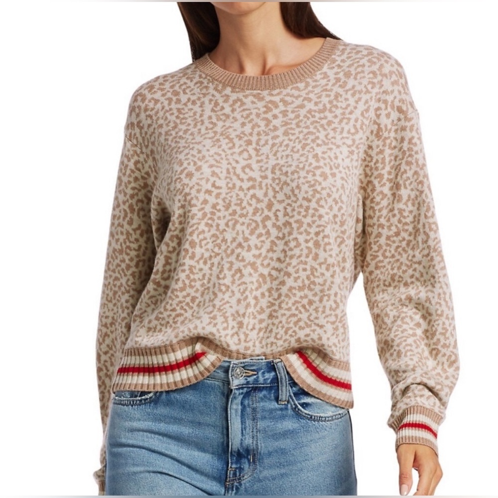 Splendid Knit Brown Leopard Pullover Sweater size Large